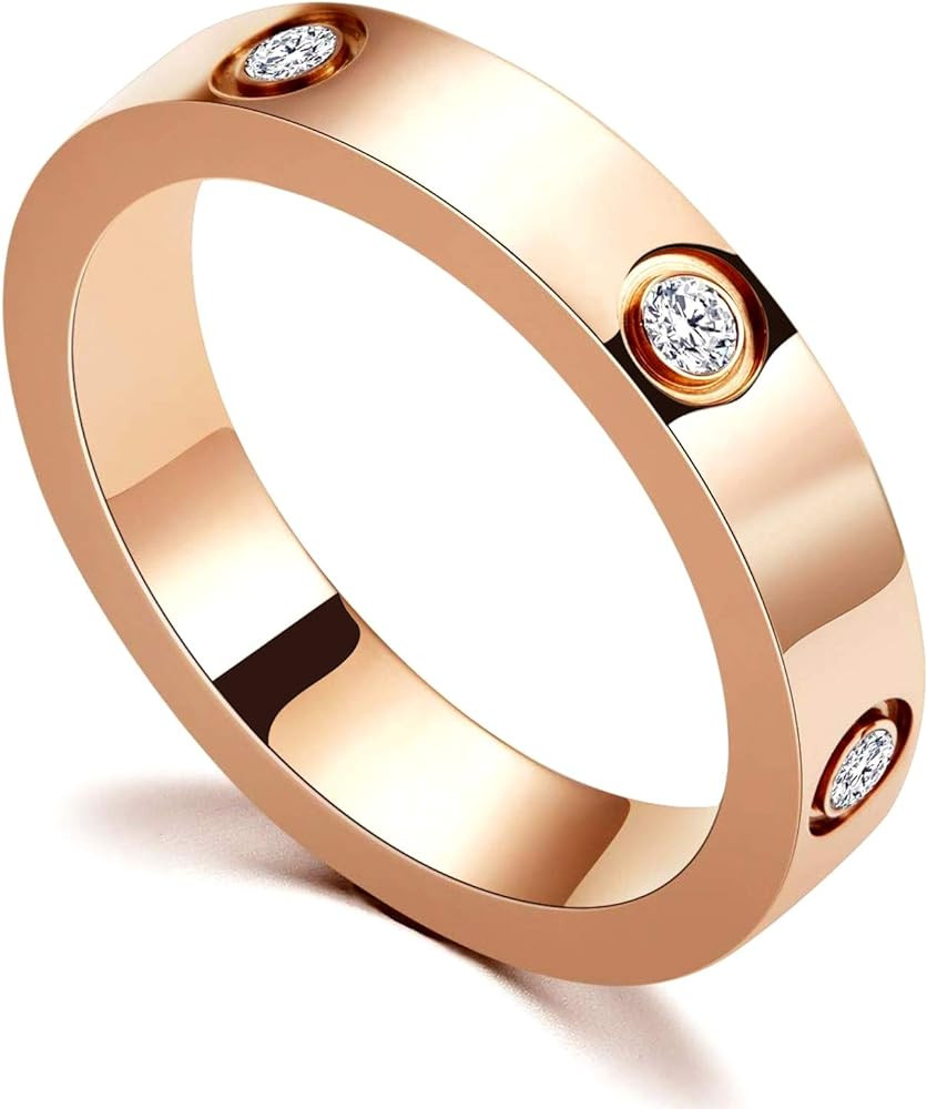 Love Friendship Ring 18K Gold Silver Rose Plated Cubic Zirconia Stainless Steel Promise Ring Wedd... | Amazon (US)