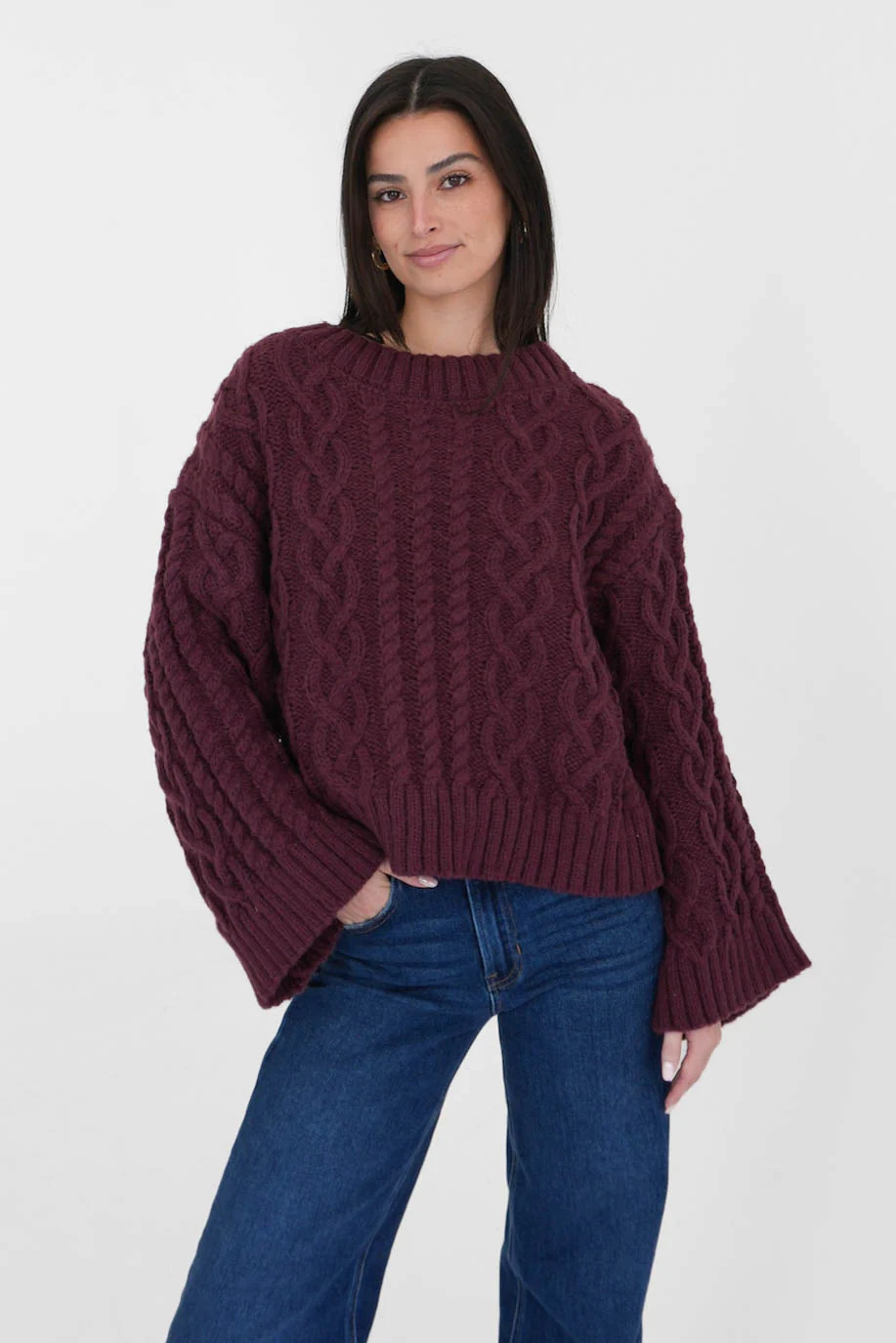 Jacie Sweater in Burgundy | Grey Bandit