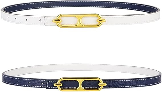 SUPLEAP Women Fashion Belt For Dress Jean Skinny Leather Belts Gold Alloy Buckle | Amazon (US)