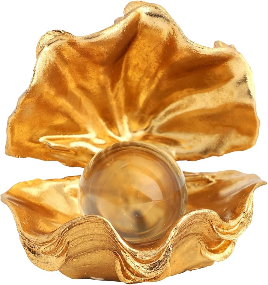 Pearl Oyster Statues Home Decor Living Room Decor Coffee Table Sculpture Bedroom Desk Decorations... | Amazon (US)