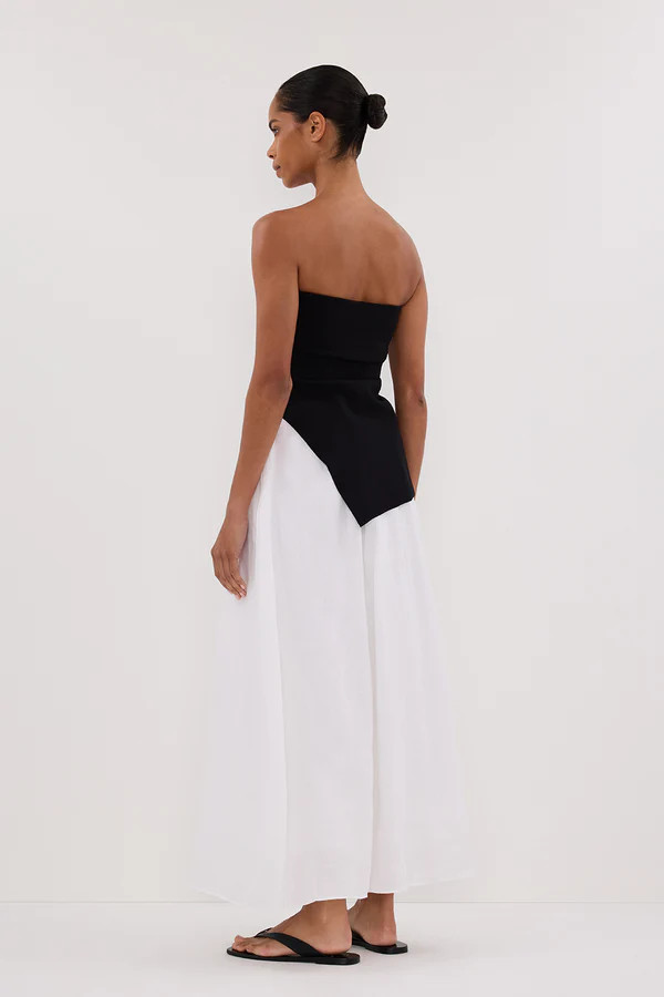 GEMIMA WHITE LINEN MIDI SKIRT | DISSH