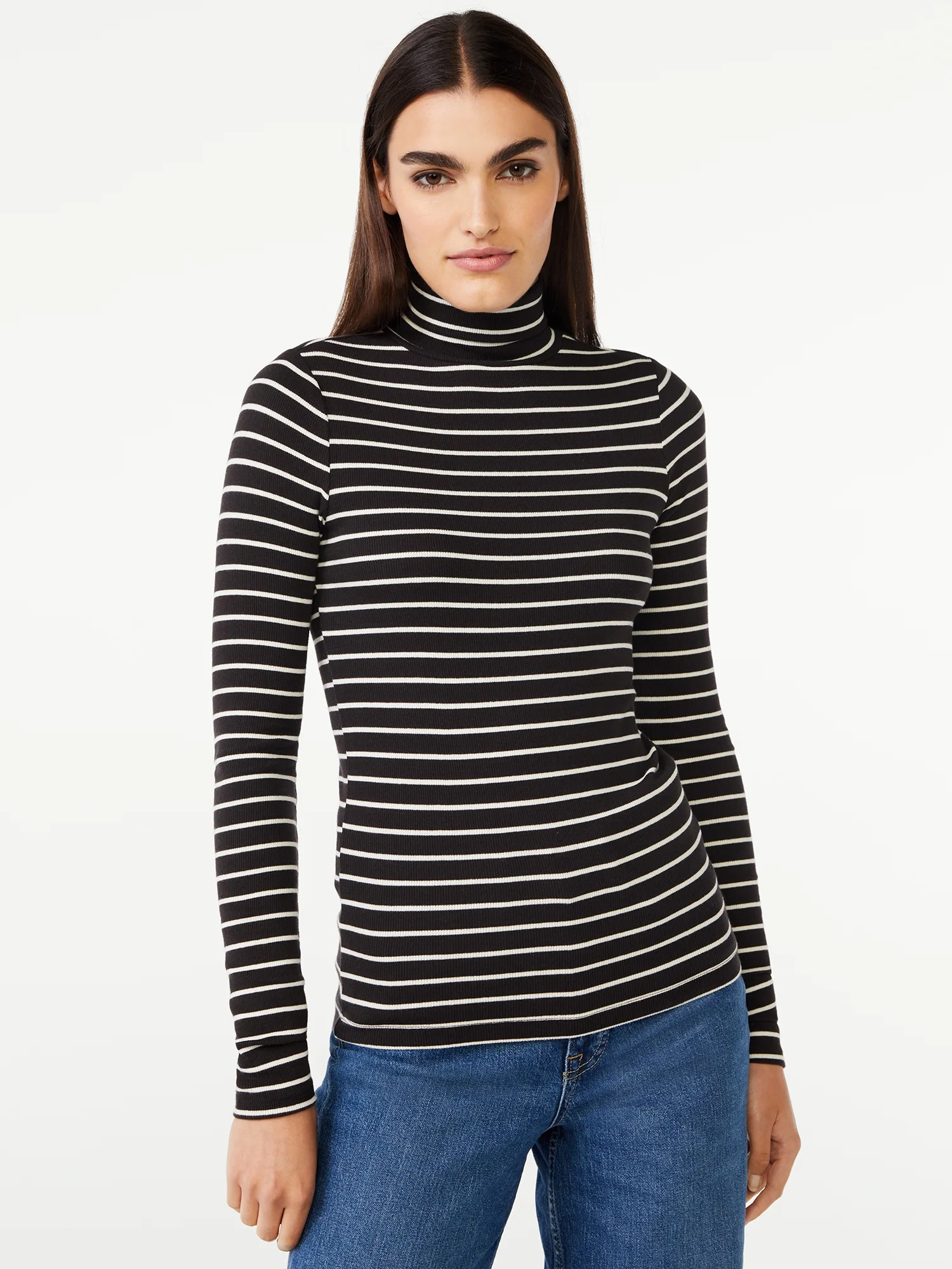 Free Assembly Women's Fine Rib Turtleneck Sweater, Lightweight - Walmart.com | Walmart (US)