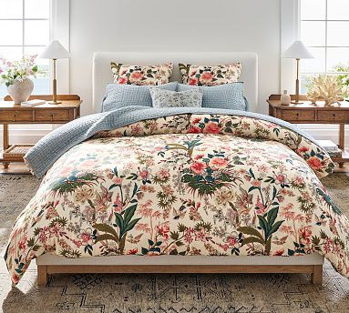 Rose Floral Stripe Reversible Duvet Cover & Shams | Pottery Barn (US)