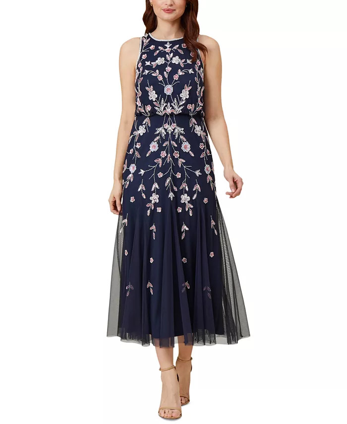 Women's Beaded Sleeveless Midi Dress | Macys (US)