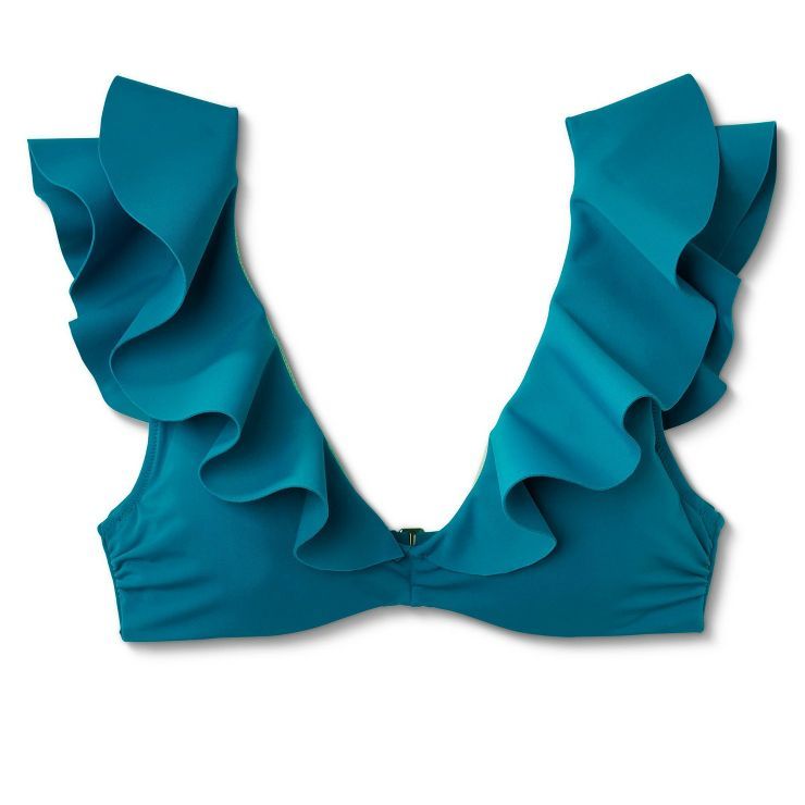 Women's Ruffle Bralette Bikini Top - Shade & Shore™ Teal Green | Target