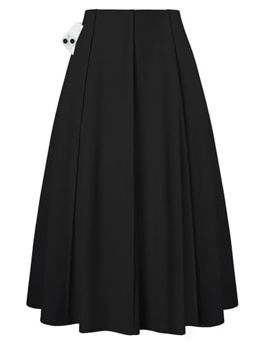 Kate Kasin Women's Pleated Midi Skirt 2025 Fall High Waisted Knee Length Flowy A Line Swing Casua... | Amazon (US)