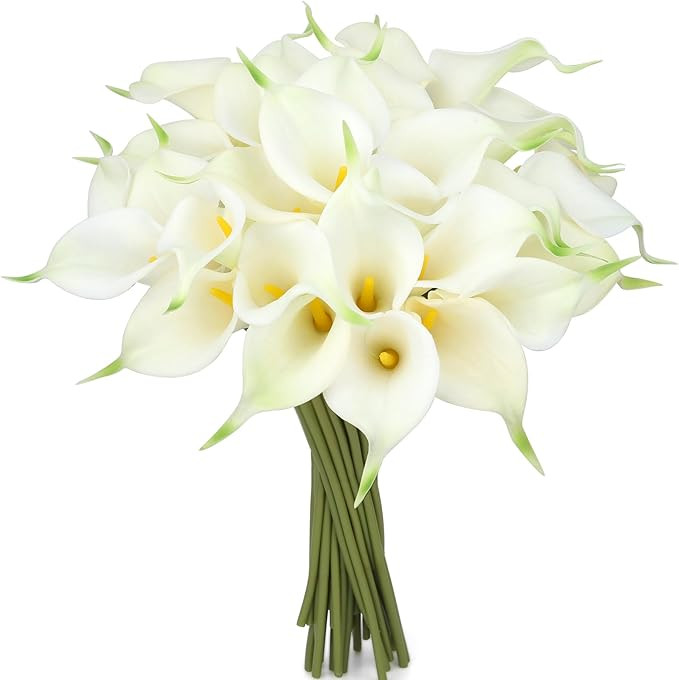 24 Pcs White Calla Lily Artificial Flowers Wedding Bouquets | Amazon (US)
