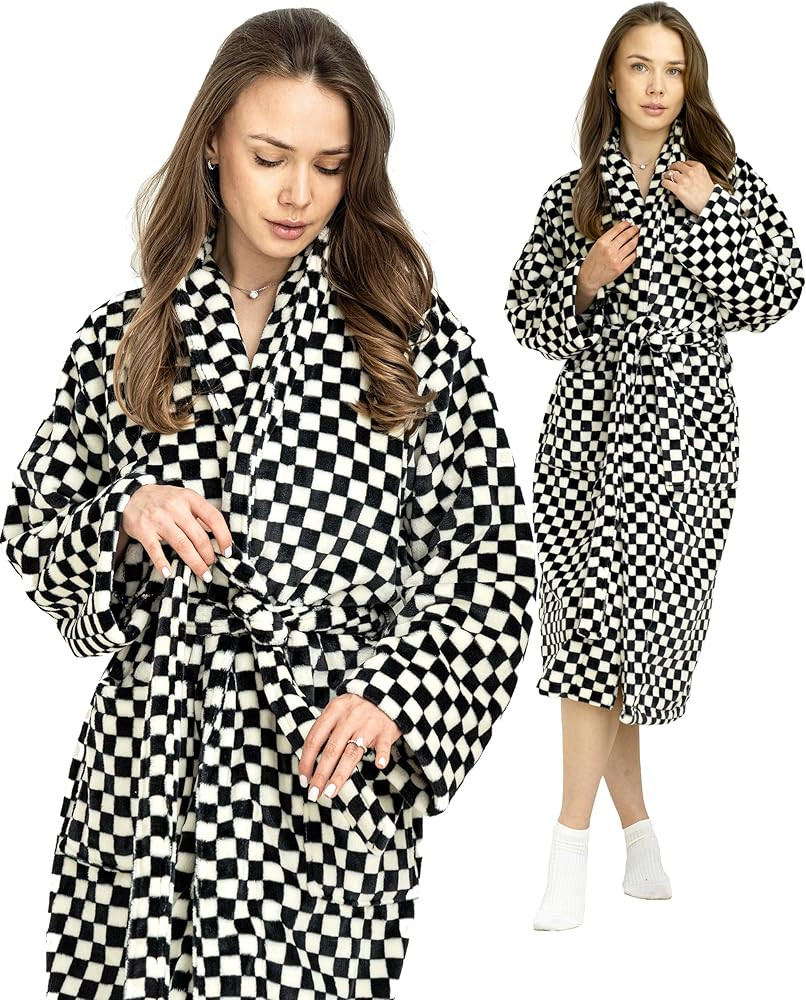 Fleece Robes Women Thick Plush Womens Robe Cozy Ladies Bathrobe Bath Robes Female Long & Soft - B... | Amazon (US)