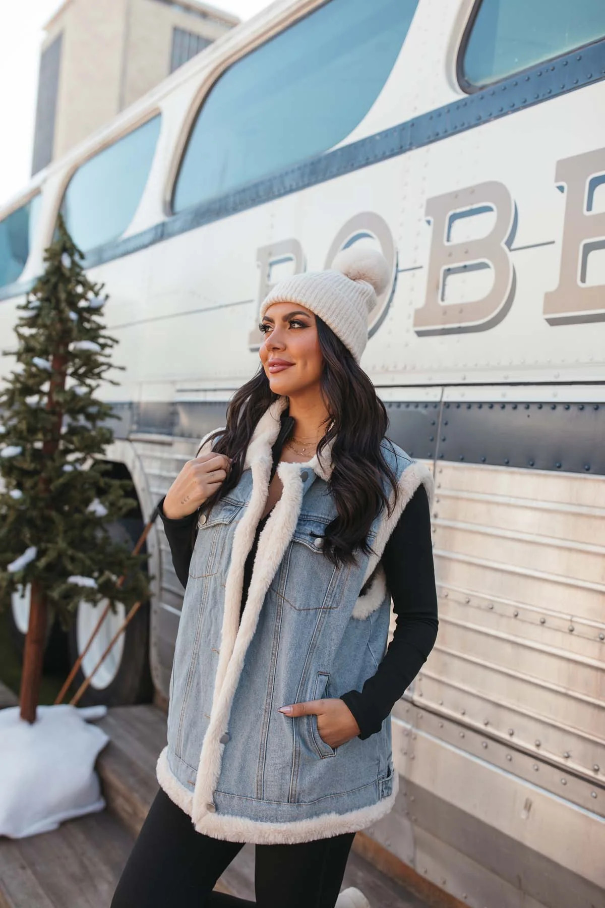 Denim & Faux Fur Vest | The Post