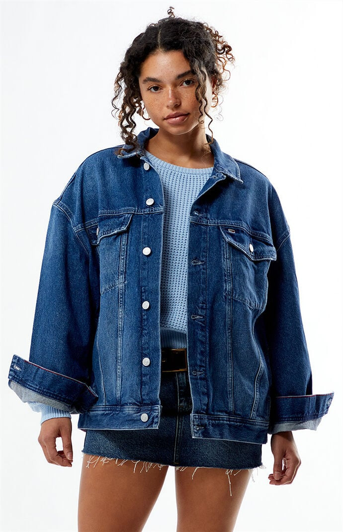 Tommy Jeans Women's Daisy Oversized Colorblocked Denim Jacket - Size Medium | PacSun