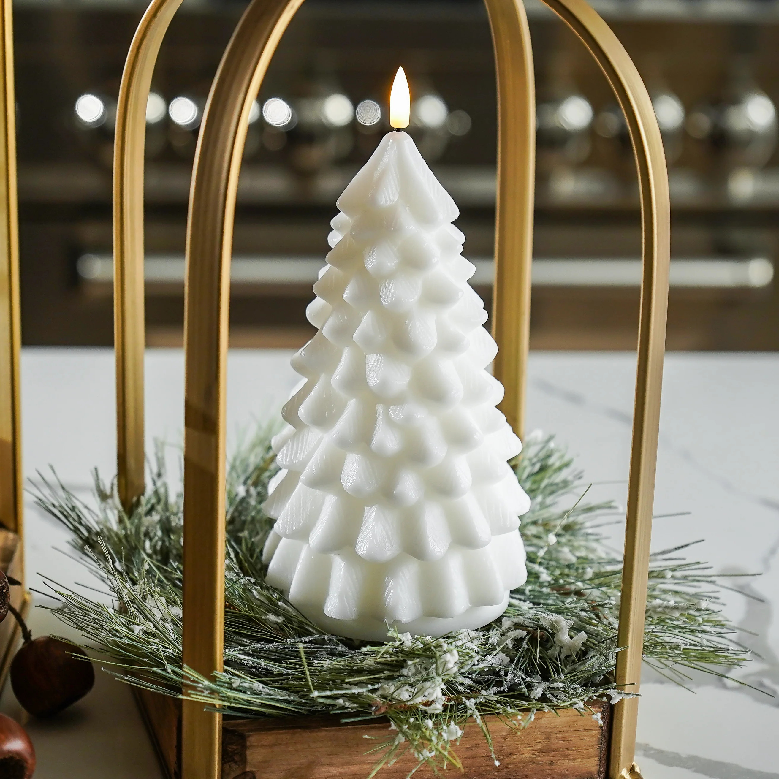 White Flameless Holiday Tree Candles | MJHome