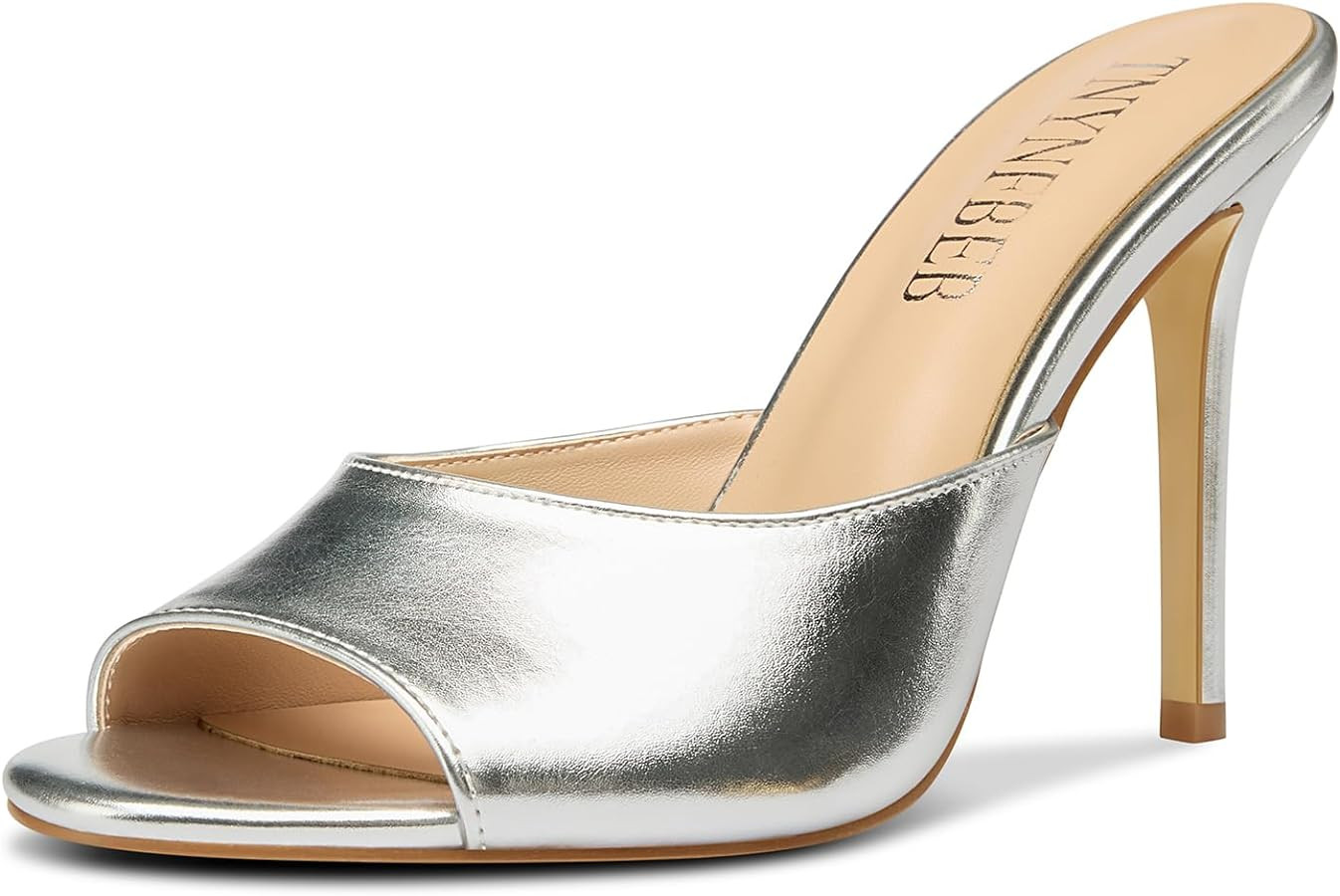 TNYNFBEB Women Stiletto High Heel Peep Open Toe Sandals Slingback Slip-on Wedding Office Cute Bas... | Amazon (US)