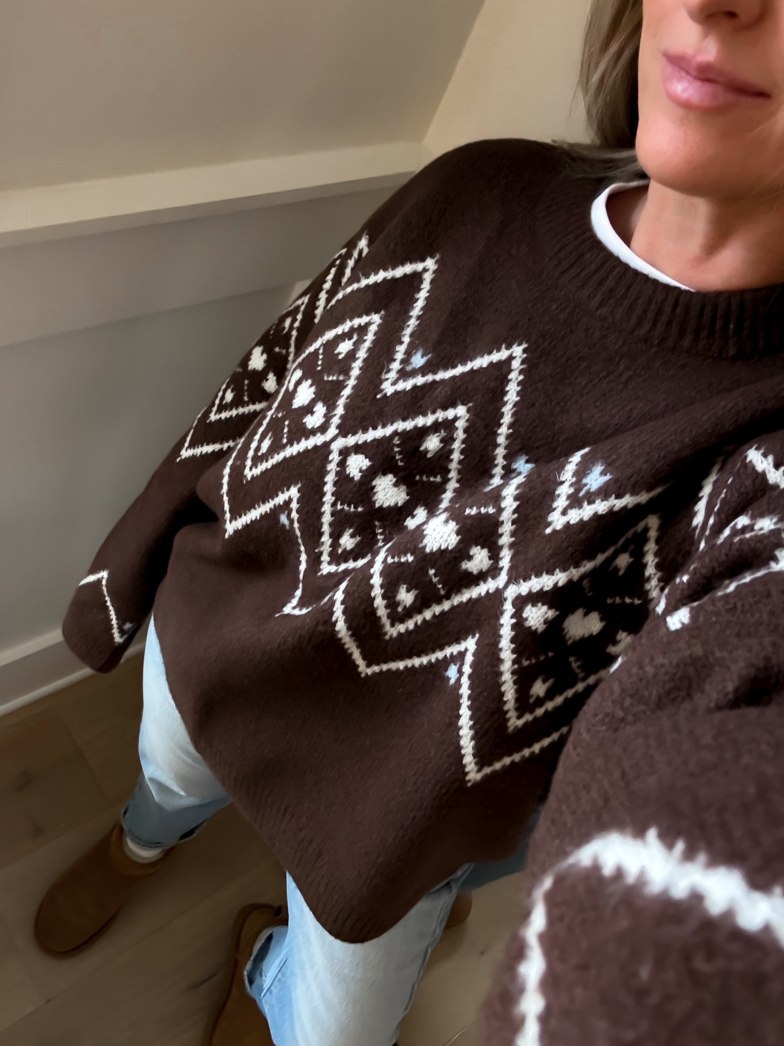 Cutest fair isle sweater🤎 I’m wearing a medium, I’m shaky a small or x-small bit went with the medium for a little bit of an oversized look. Fits perfectly! 

Brown sweater, holiday sweater, winter style, ootd, Abercrombie 

#LTKHoliday #LTKGiftGuide #LTKdayinmylife