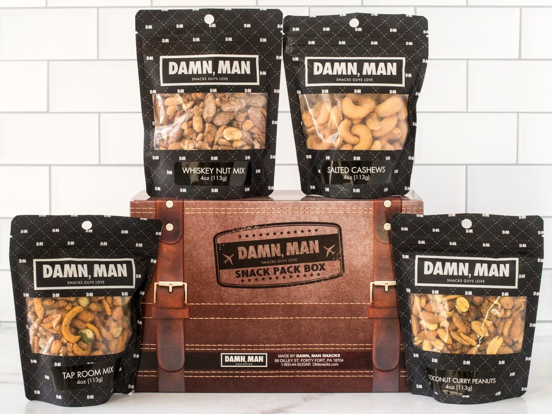 Gourmet Nut Gift Salted Cashews Coconut Curry Peanuts Whiskey and Tap Room & Mix 4 Count Snack Pa... | Etsy (US)