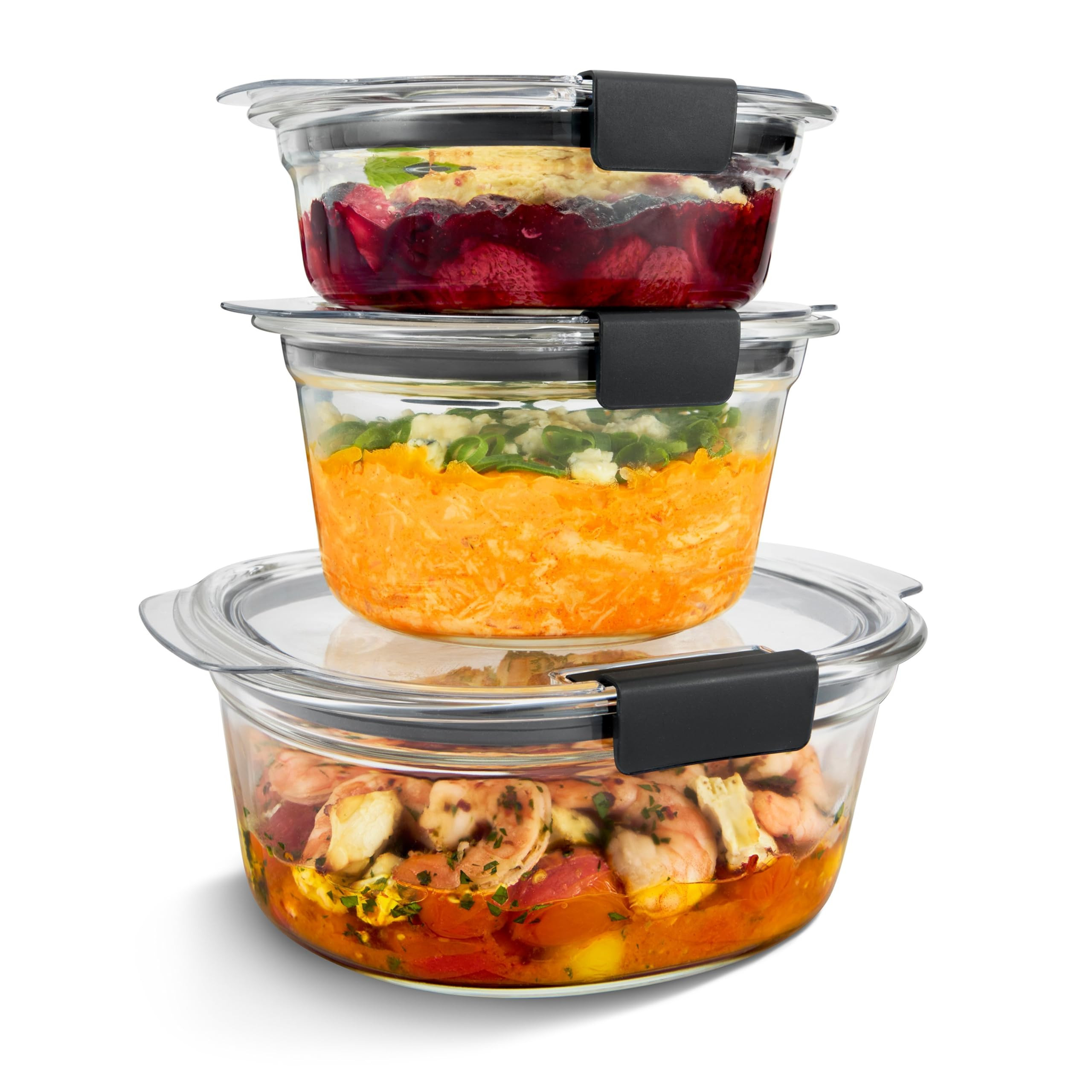 Rubbermaid Brilliance® Glass Round Leak-Proof 6-Piece Set Food Storage Containers, Food Containe... | Amazon (US)