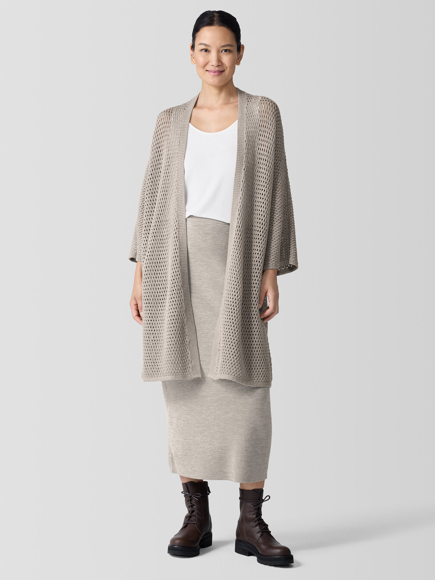 Merino High Collar Cardigan in Regenerative Wool | Eileen Fisher