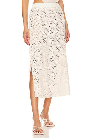Agua Bendita X Revolve Mira Gres Crochet Midi Skirt in Beige from Revolve.com | Revolve Clothing (Global)