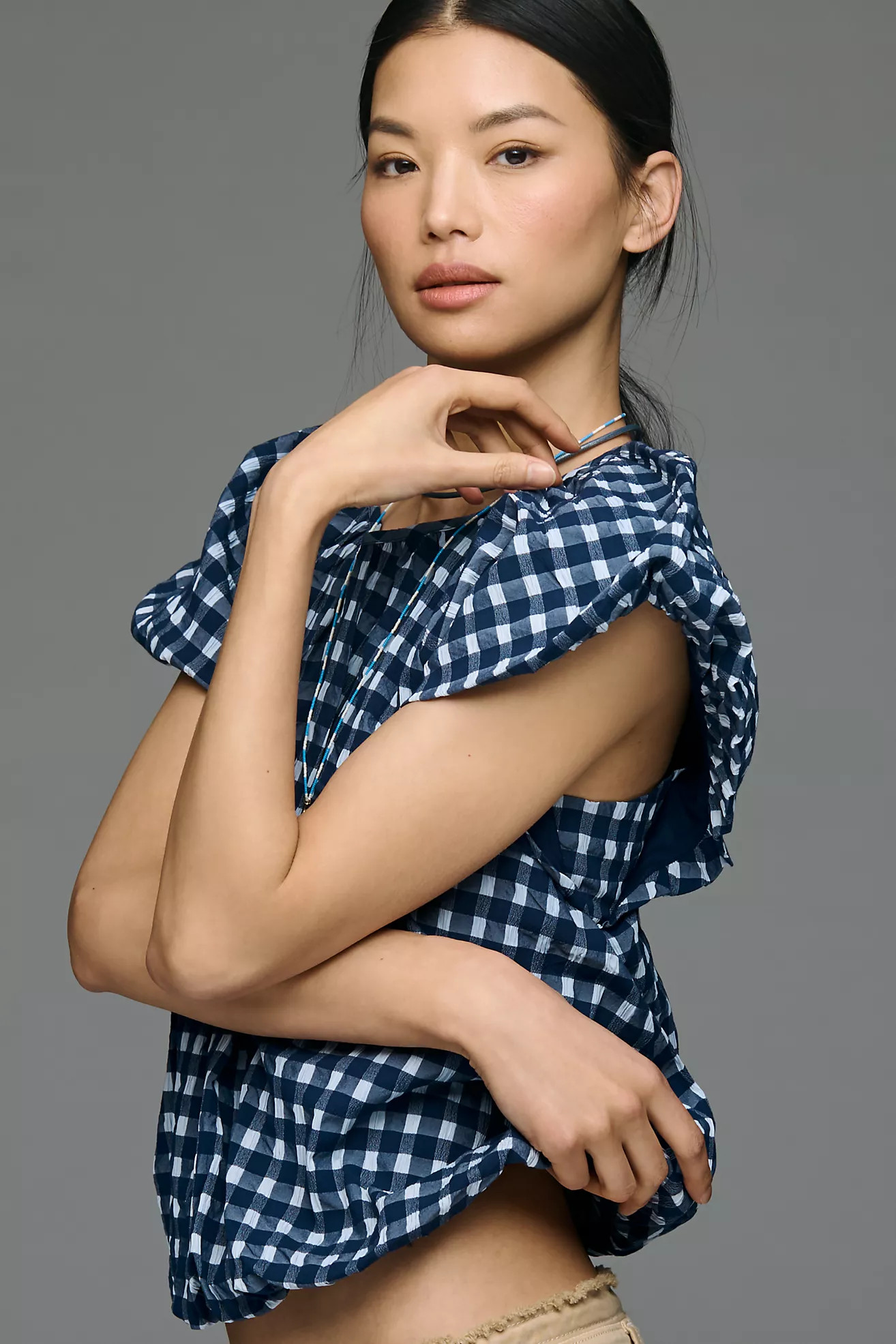 Maeve Textured Puff Sleeve Top | Anthropologie (US)