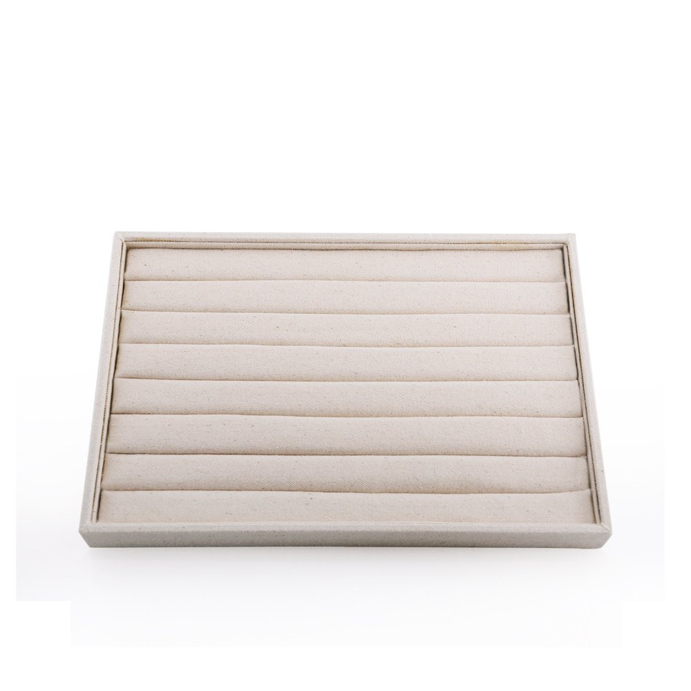 Oirlv Linen 7 Lines Ring Storage Tray Rings Showcase Display Organizer Plate | Amazon (US)