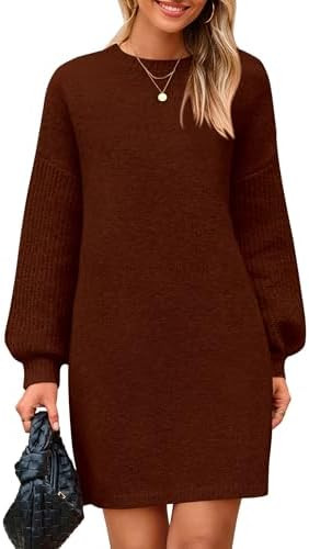 PRETTYGARDEN Women's Oversized Sweater Dress 2025 Fall Long Sleeve Crewneck Chunky Knit Slouchy W... | Amazon (US)