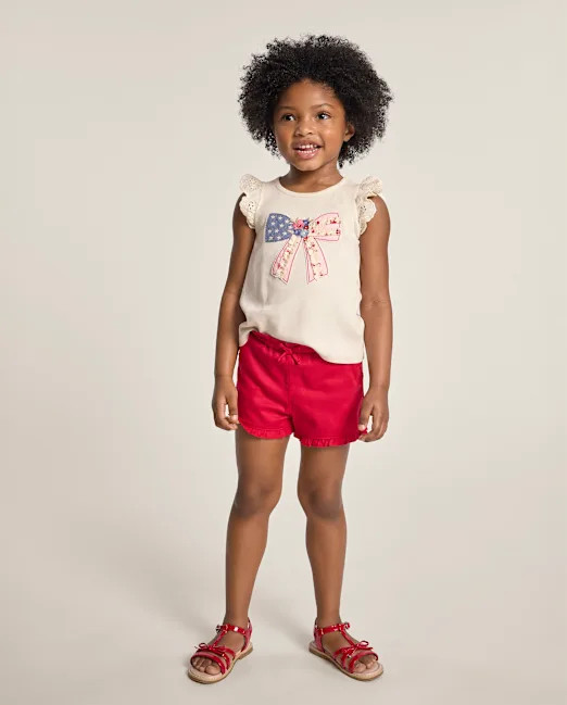 Girls Ruffle Pull On Shorts - Little Essentials - RED | Gymboree | Gymboree