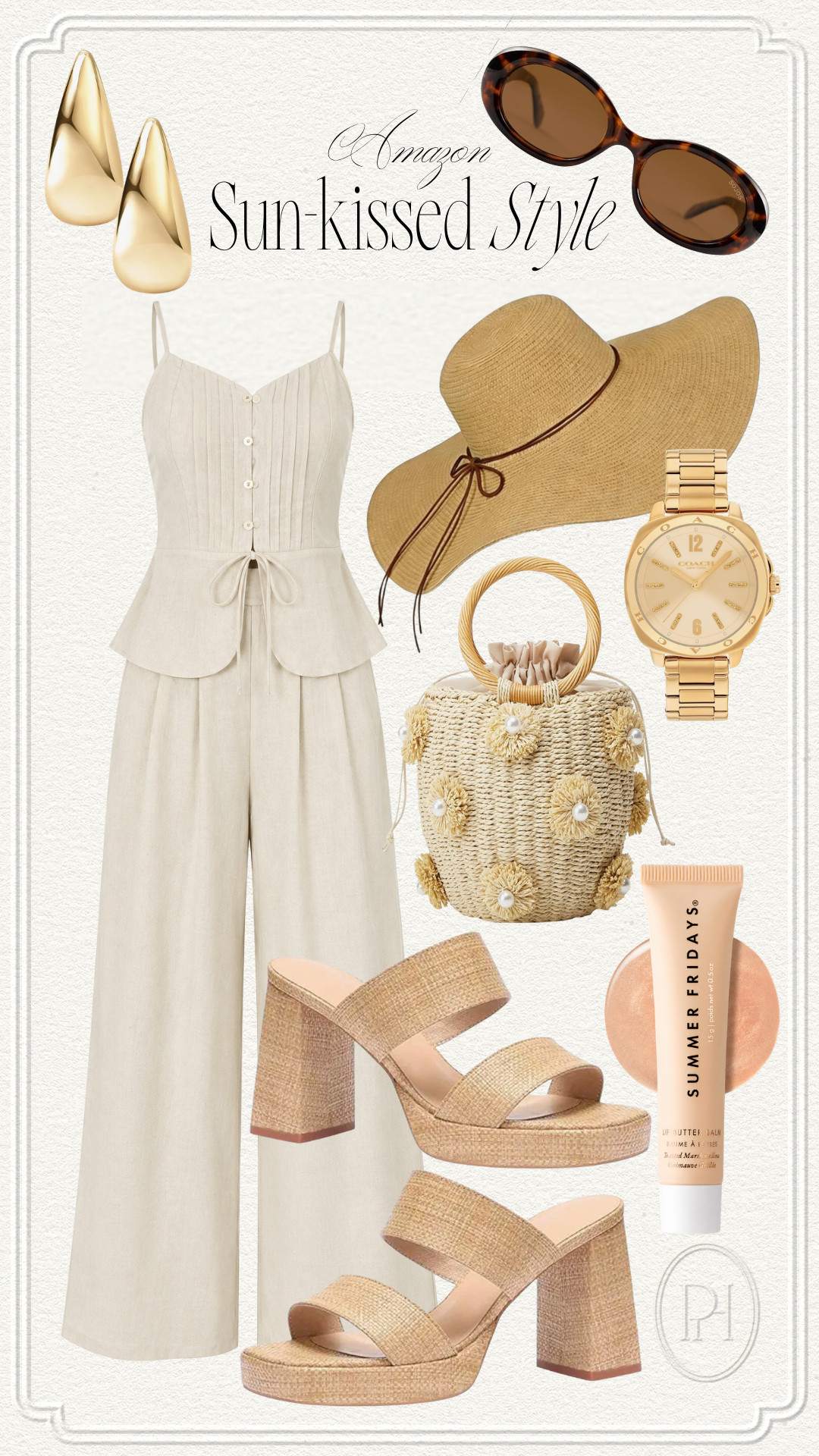 Amazon finds for a sun-kissed style!

summer style, summer fashion, summer outfit, summer looks, oval sunglasses, teardrop earrings, gold earrings, sunhat, gold watch, designer watch, bucket bag, summer handbag, summer purse, summer date night looks, vacation looks, vacation outfit, vacation style, lip balm, lip gloss, platform sandals, high heel sandals, matching set, summer pants suit, summer set, neutral fashion, white pants, white tank top 

 #LTKgrwm #LTKootd #LTKSeasonal