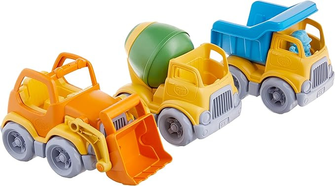 Green Toys Construction Vehicle Includes Scooper, Dumper, Mixer, 1 Character- 3 Pack - 4C | Amazon (US)