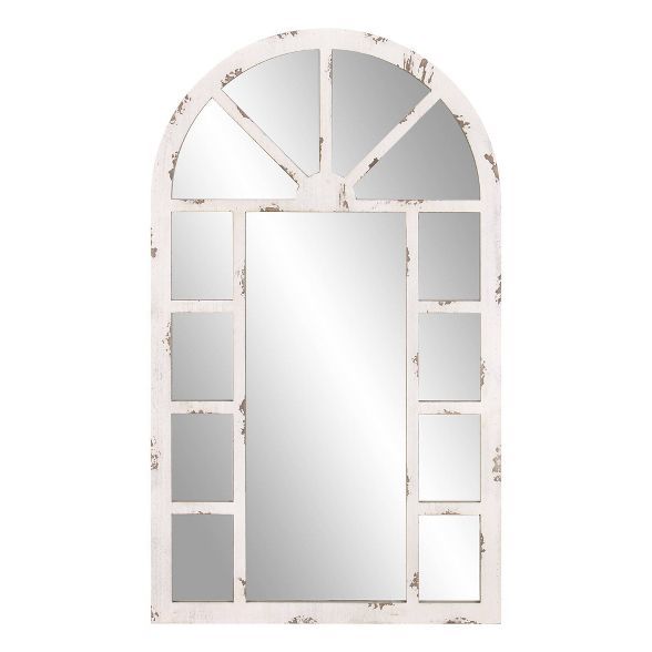 24" x 40" Arch Windowpane Decorative Wall Mirror Off White - Patton Wall Decor | Target