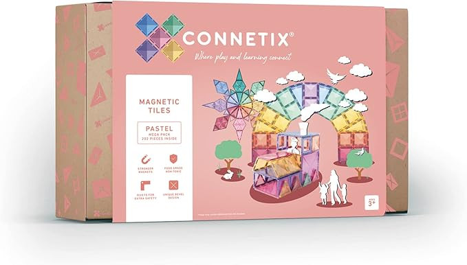 Connetix Tiles 202 pc Pastel Mega Pack | Magnetic Building Tiles | Award Winning Construction Toy | Amazon (US)