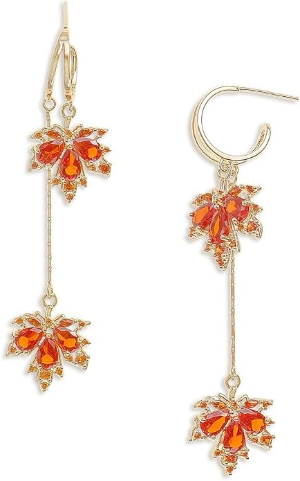 Gold Fall Orange Maple Leaf Drop Dangle Earrings for Women | Amazon (US)