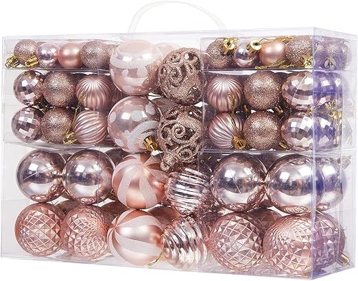 100PCS Christmas Ball Ornaments, Assorted Shatterproof Christmas Tree Decorations, Seasonal Decor... | Amazon (US)