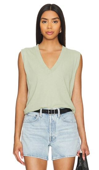 Sleeveless V Neck Tee in Paris Rain | Revolve Clothing (Global)