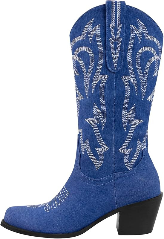 Yolkomo Women's Western Cowboy Cowgirl Boots Wide Calf | Amazon (US)