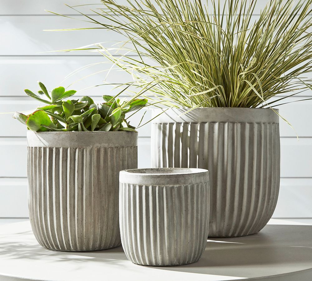 Concrete Fluted Planters | Pottery Barn (US)