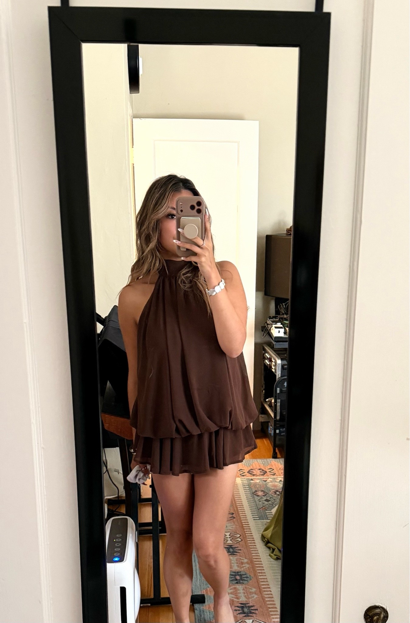 Brown Ruffle Romper