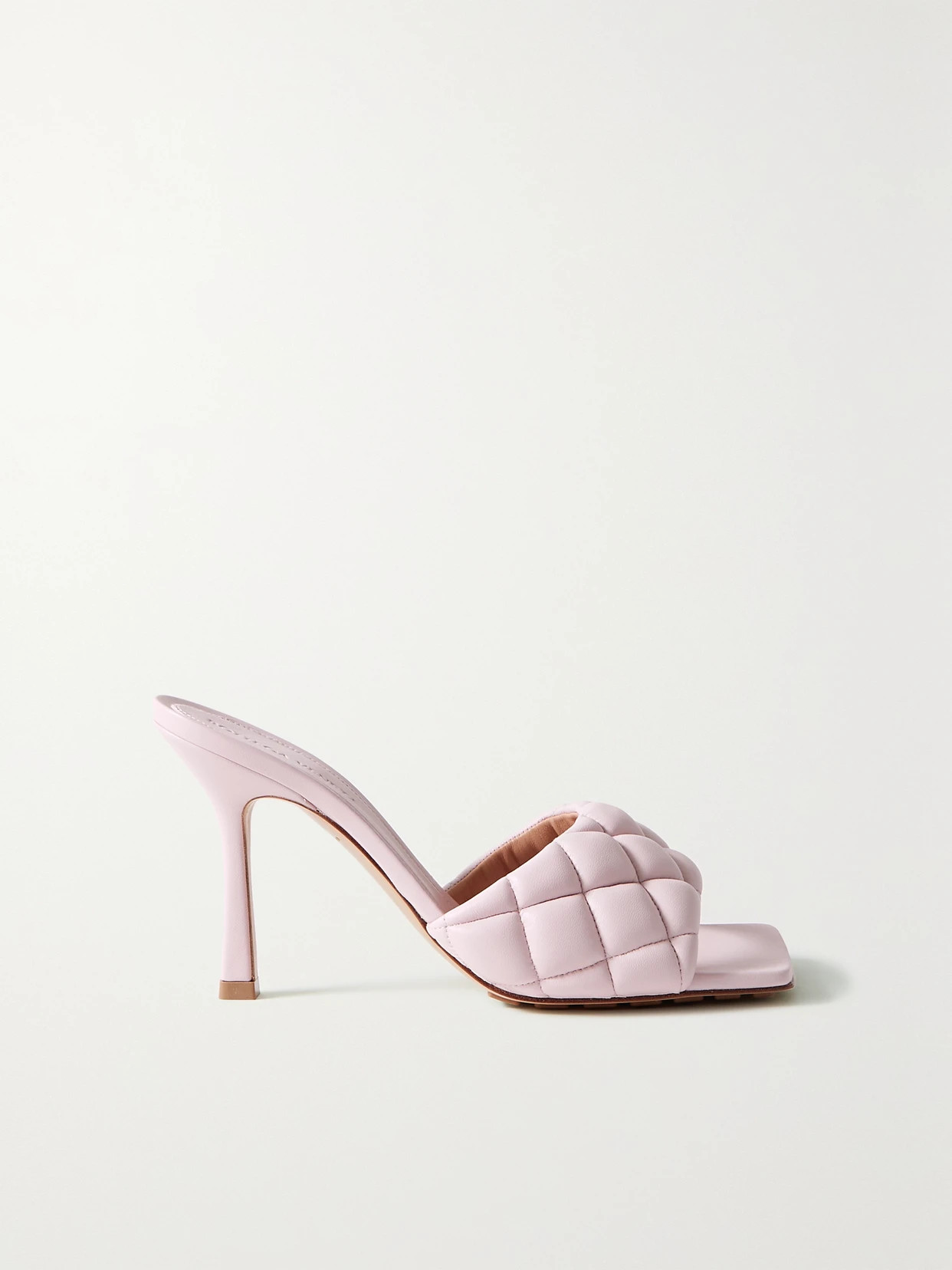 Bottega Veneta - Quilted Leather Mules - Pastel pink | NET-A-PORTER (UK & EU)