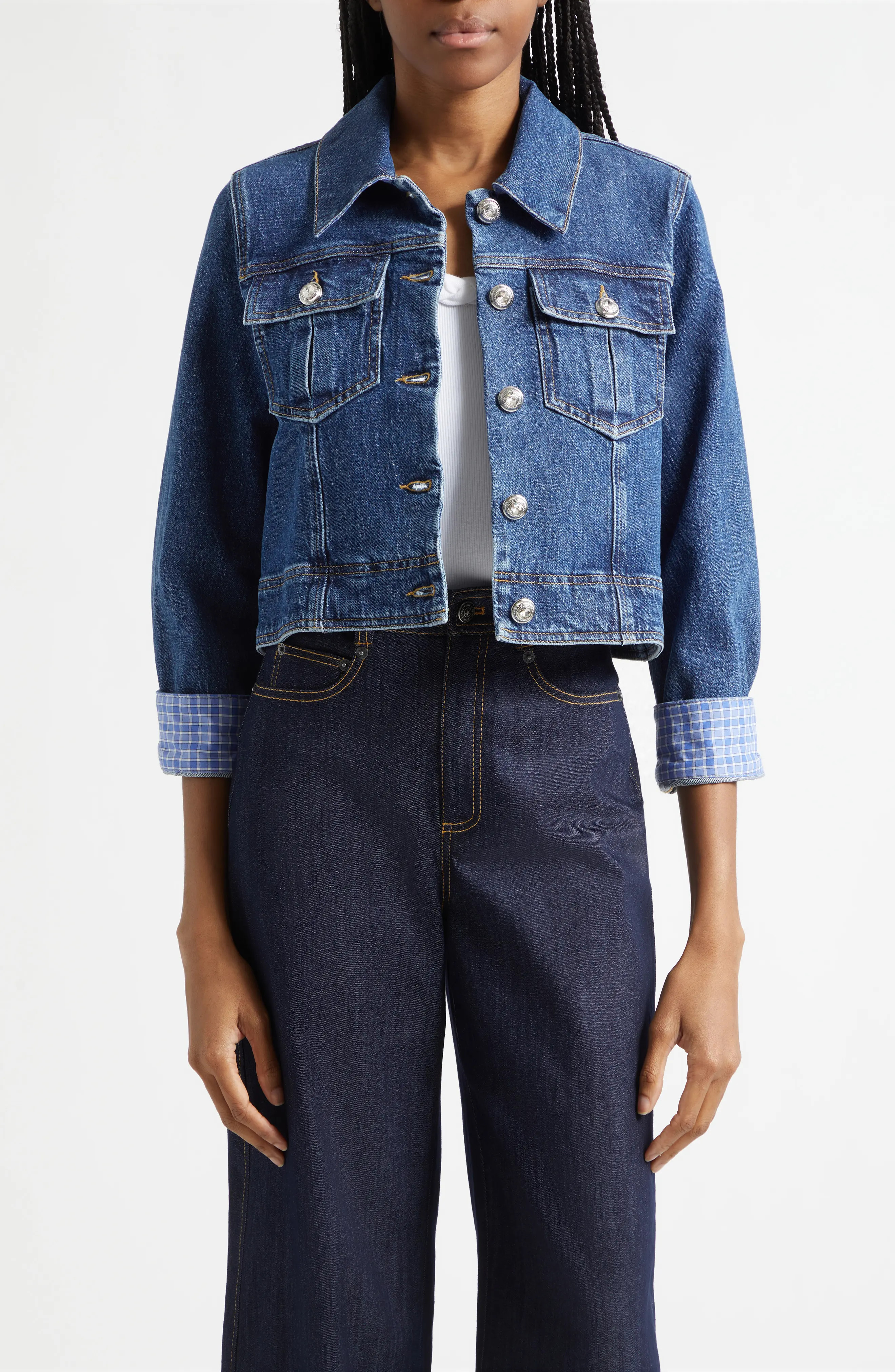 Cinq \u00e0 Sept Lexie Crop Denim Jacket (Women) | Nordstrom | Nordstrom