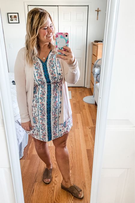 Teacher outfit! Dress and cardigan are old from Loft but I’ll link what I can find.  Also check Poshmark! Shoes are from Stegmann clogs and so comfy!

#LTKWorkwear #LTKShoeCrush #LTKMidsize