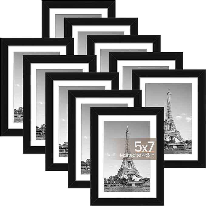 upsimples 5x7 Picture Frame Set of 10, Display Pictures 4x6 with Mat or 5x7 Without, Multi Photo ... | Amazon (US)