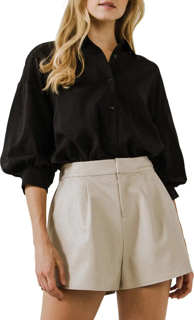 Balloon Sleeve Button-Up Shirt | Nordstrom