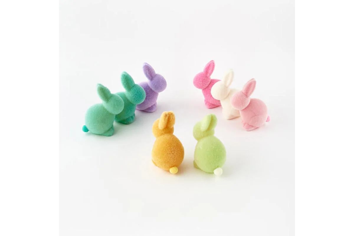 Flocked Seated Bunny | Lucy's Market