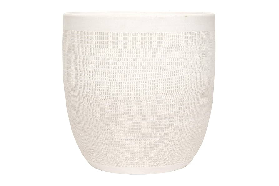 Creative Co-Op Large Matte White Embossed Stoneware Planter | Amazon (US)