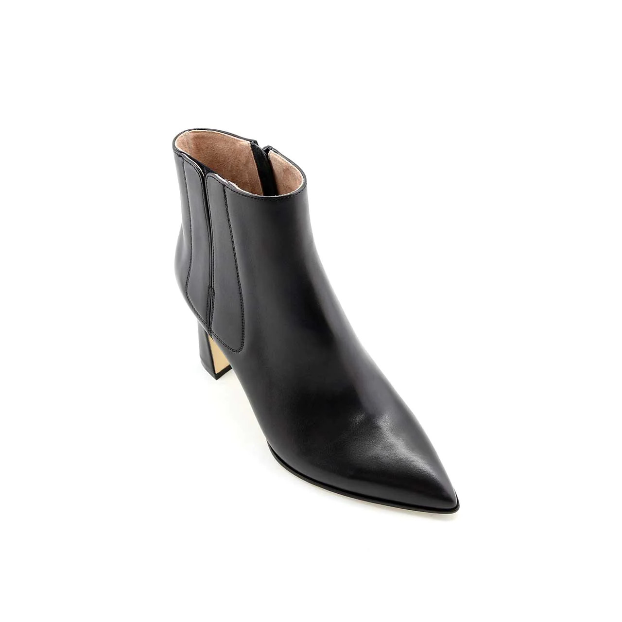 Black Leather Bold Block Ankle Boot | ALLY Shoes