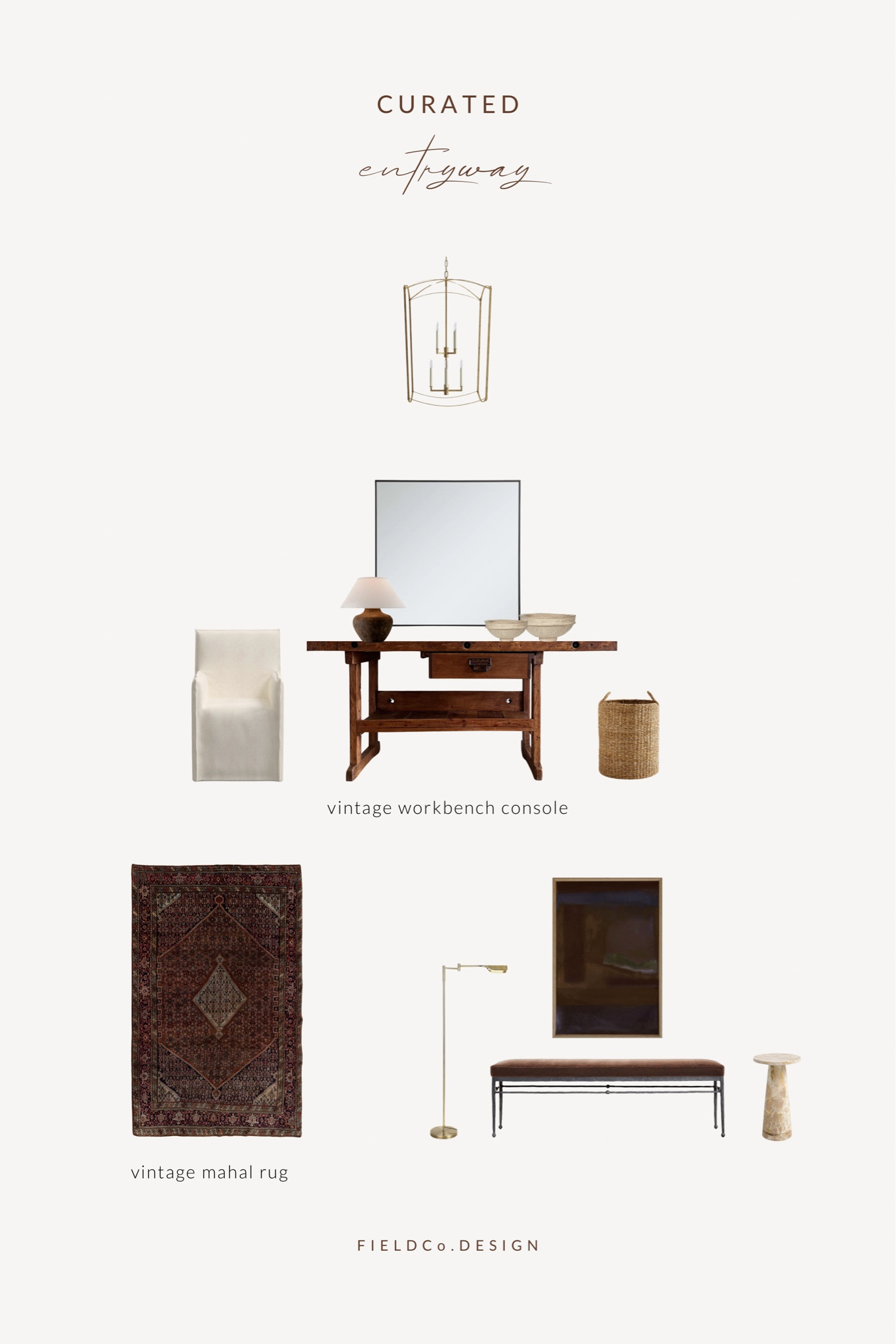 Vintage workbench console table curated entryway

#LTKHome