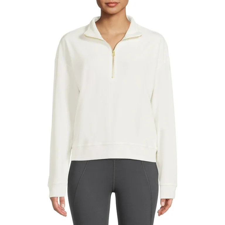 Avia Women's 1/4 Zip Velour Pullover Sweatshirt - Walmart.com | Walmart (US)