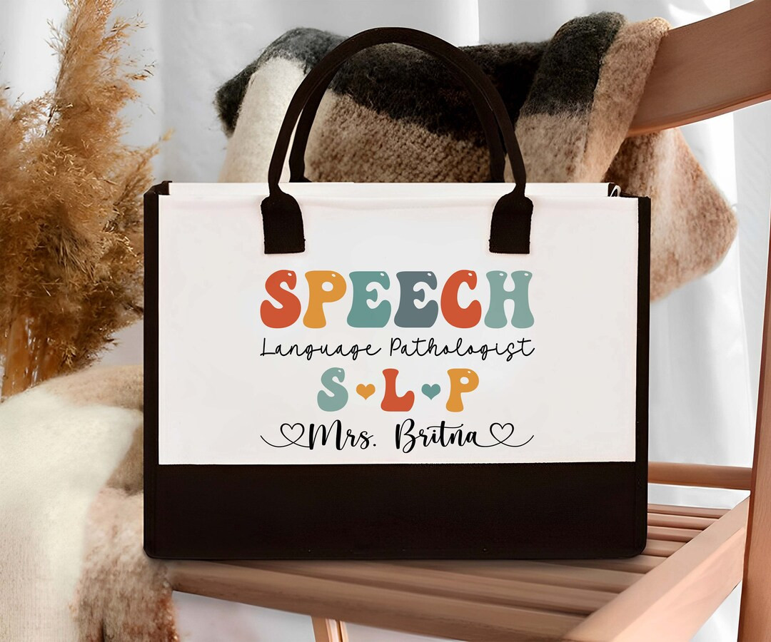 Speech Therapy Tote Bag, Speech Therapist Gift, SLP Custom Name Bag, Speech Language Pathologist ... | Etsy (US)