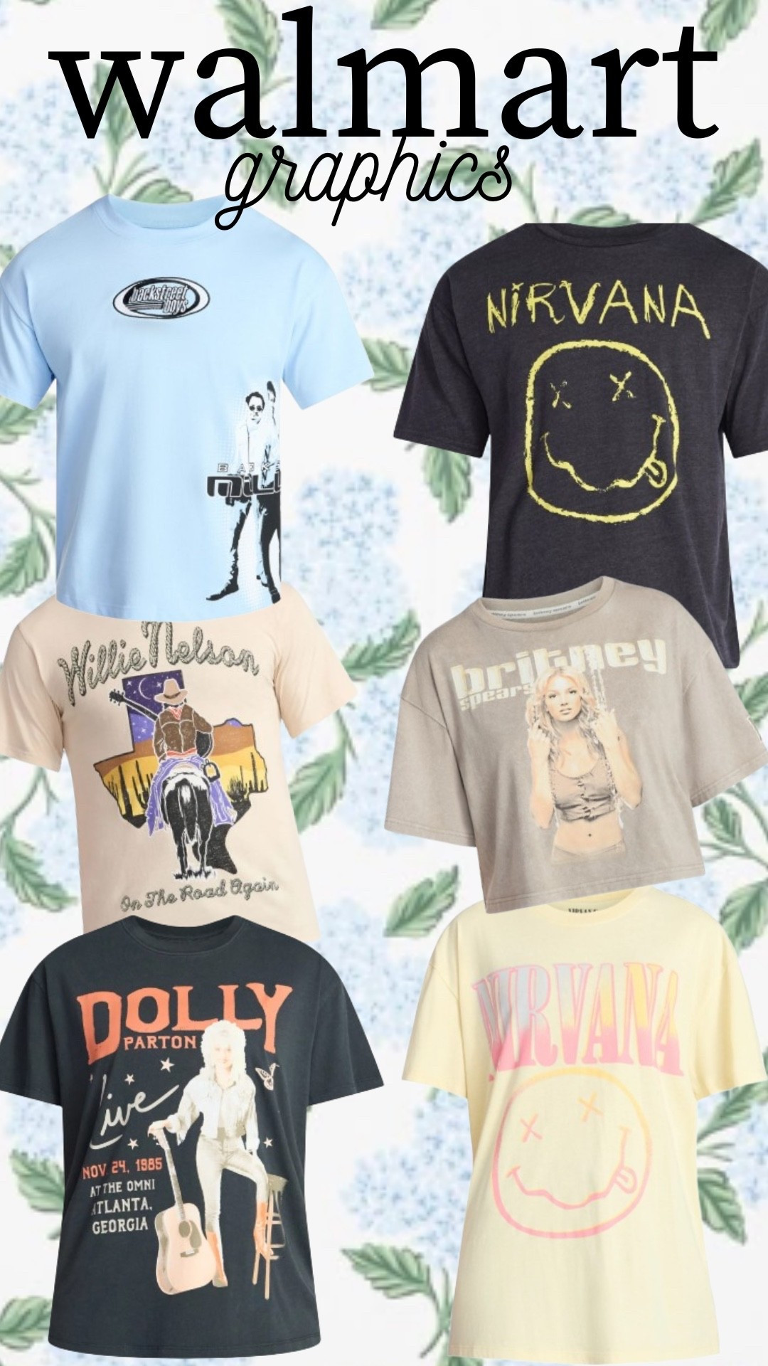 New Walmart Graphic Tees 

Womens Graphic Tees l Backstreet Boys l Nirvana l Dolly Parton l Britney Spears l Willie

#LTKMidsize #LTKootd #LTKgrwm
