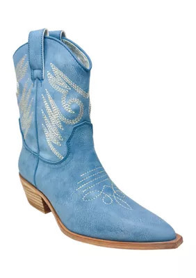 SHUSHOP Women's Zahara Metallic Western Boots, Sky Blue, 7.5M | Belk