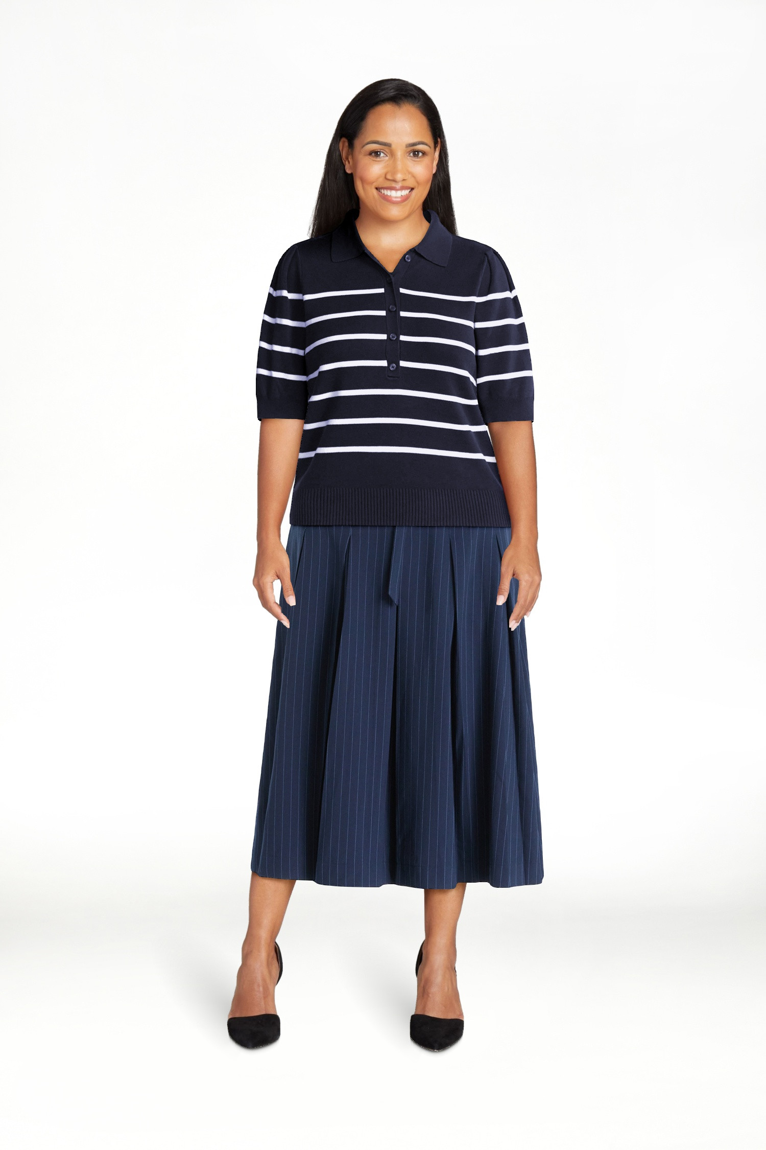 Free Assembly Women's Collared Sweater Tee with Puff Sleeves, Lightweight, Sizes XS-XXL | Walmart (US)