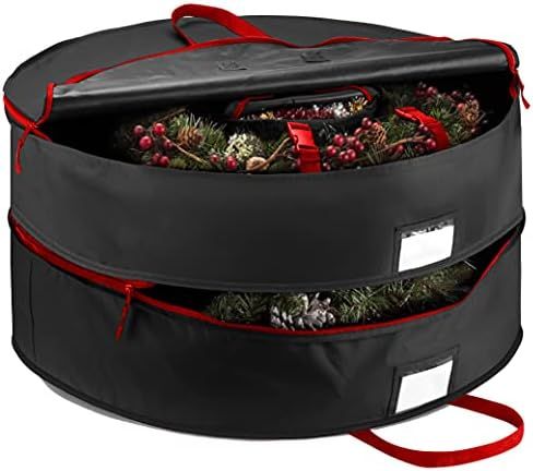 Double Premium Christmas Wreath Storage Bag 30”, With Compartment Organizers For Christmas Garlands  | Amazon (US)